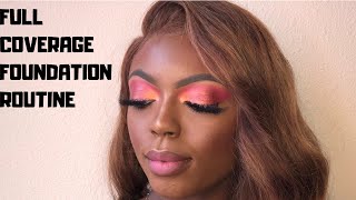 FULL COVERAGE FOUNDATION ROUTINE | GIVEAWAY ANNOUNCEMENT!! | WOC/OILY SKIN | MICHELLE IYERE