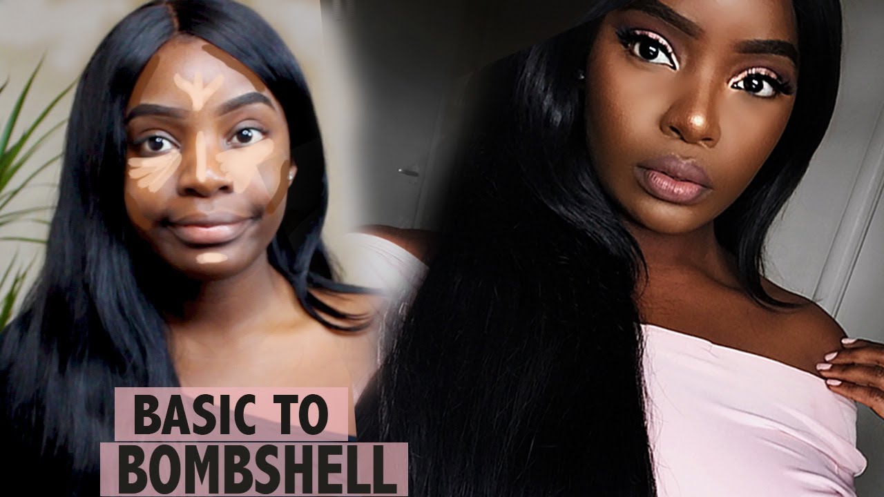 BOMBSHELL MAKEUP TUTORIAL Dark Skin Ft Ali Annabelle Hair YouTube