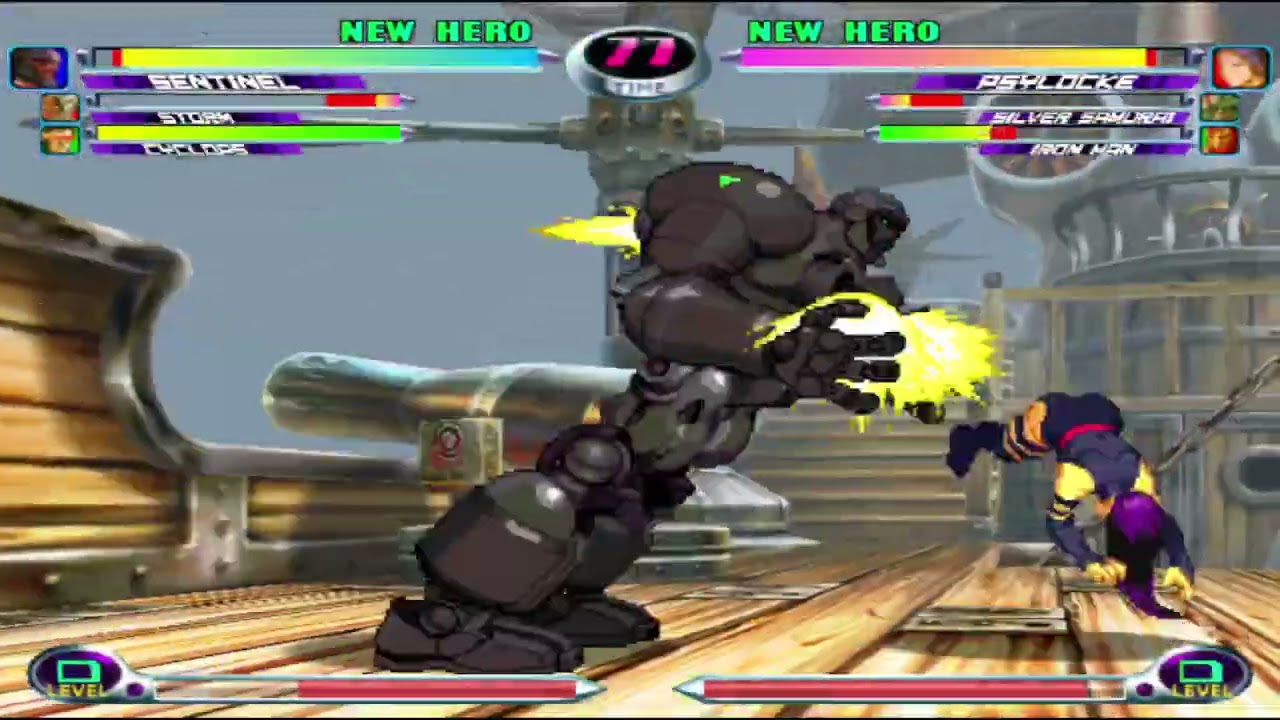 Marvel vs. Capcom 2 - Storm, Sentinel, Cyclops vs. Iron Man, Silver Samurai, Psylocke