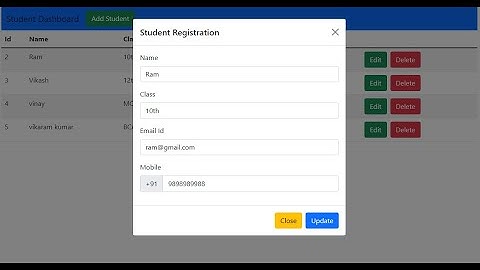 Angular 13 CRUD Operation Student Registration Using Json Server  and database json and Bootstrap 5