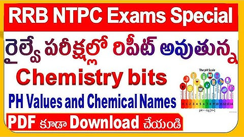 Chemistry important Bits with PH values and Chemical Names for all Railway aspirant by SRINIVASMech