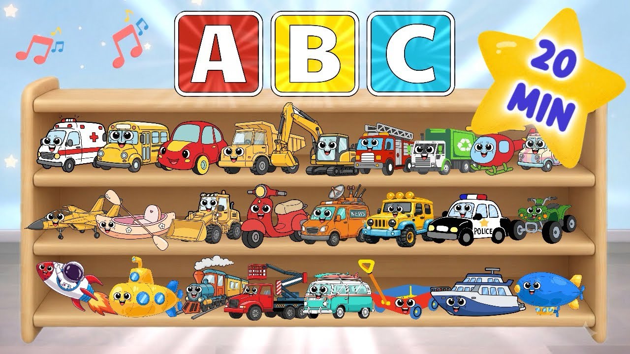 ABC Vehicles 🚗 | Learn A-Z Alphabet & Phonics for Kids | 20