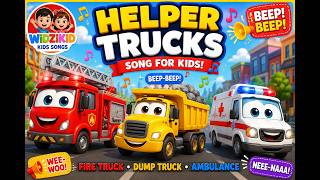 THE HAPPY TRUCKS SONG! 🚒 Fire Truck &amp; Dump Truck | Vehicles for Kids | WidziKid