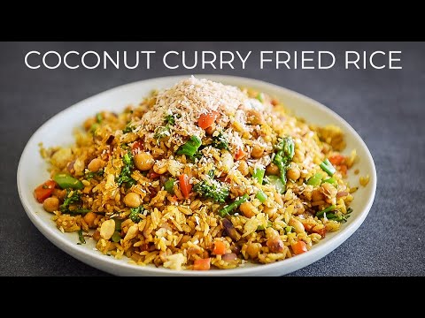 COCONUT CURRY FRIED RICE RECIPE | FAST VEGAN RECIPE!