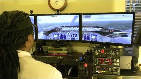 FSX, Trackir 5, Eyefinity 3 X 27" Monitors, Cockpit landing at Nashville International  i7 960