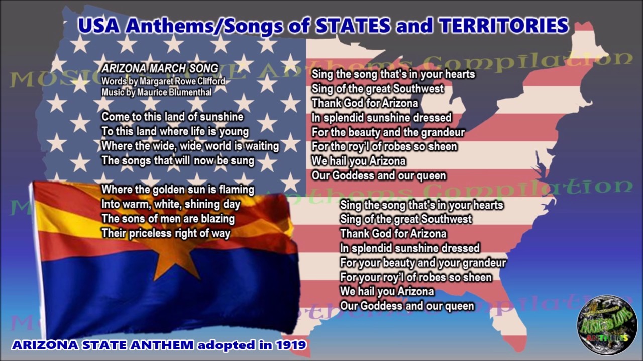 Arizona State Anthem ARIZONA MARCH SONG with music, vocal and lyrics