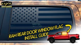 2019+ RAM Rear Door Window Flag Decal Installation