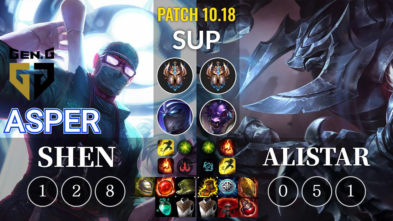 GEN Asper Shen vs Alistar Sup - KR Patch 10.18