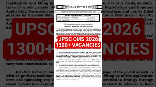 UPSC CMS 2026 Notification // 1300 Plus Vacancies #upsccms #medicalexams #fmge #neetpg