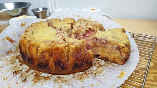 #2181. 퀸 냄비로 만든 딸기 크럼블 케이크. strawberry crumble cake.