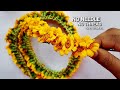 Beautiful Flower Garland Making Without Needle &amp; Thread | Yellow Bhringraj Flowers Craft
