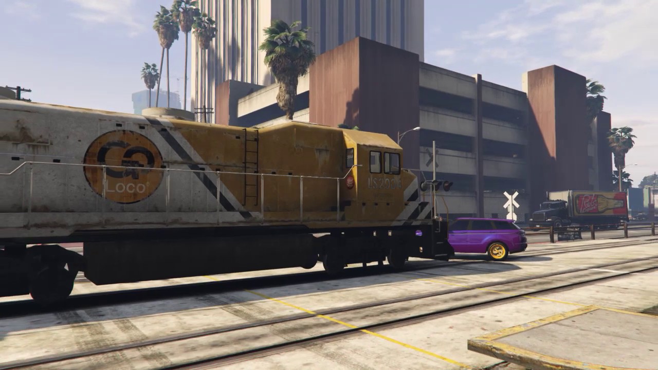 Gta 5 train vs car - YouTube