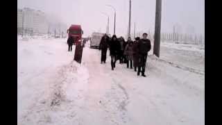 Пробка из-за снегопада в Минске
