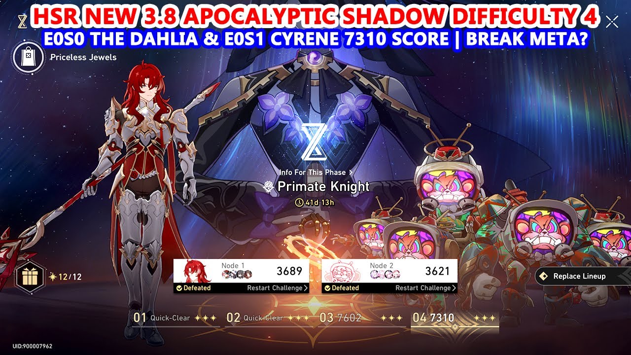 HSR New 3.8 Apocalyptic Shadow Difficulty 4 : E0S0 The Dahlia