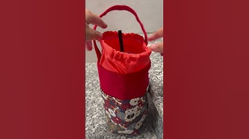 Túi vải Đỏ tươi mèo xanh đựng bình giữ nhiệt tiện lợi, đi kèm quai xách & dây rút tiện dụng