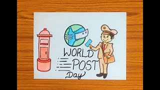 world postal day (October 9) drawing|easy world post day drawing for beginners