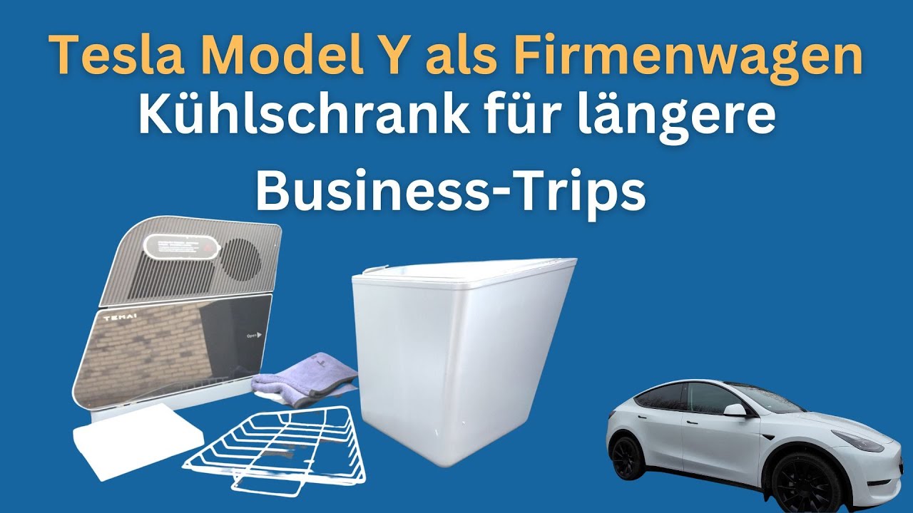 Kühlschrank im Tesla für Business-Trips und längere Roadtrips (Tesla als  Firmenwagen) 