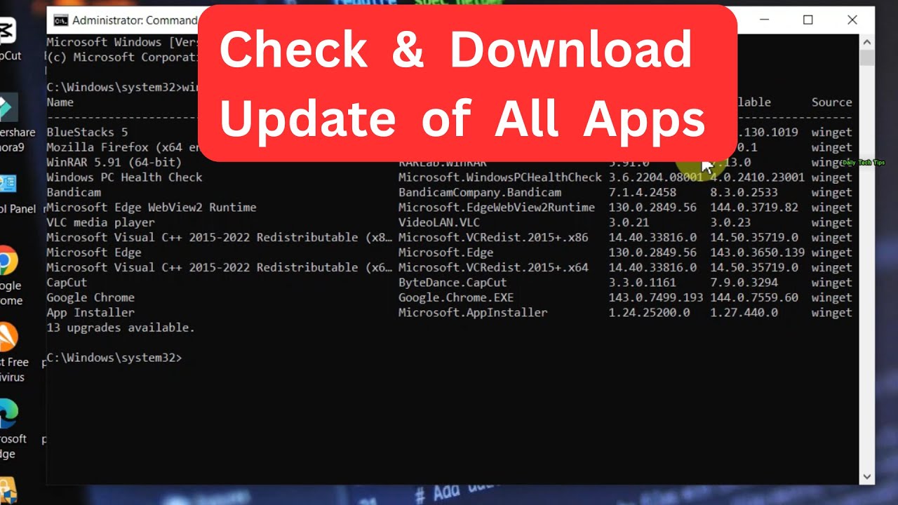 Hidden CMD Trick: Check & Install All Software Update Using One Command on Windows