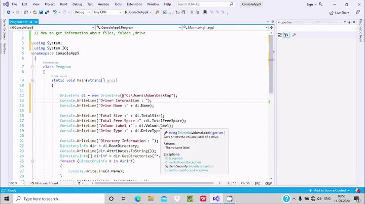 Get Information about Files, Folders, and Drive in C#
