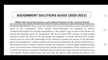 BHIC 102 Ignou Solved Assignment