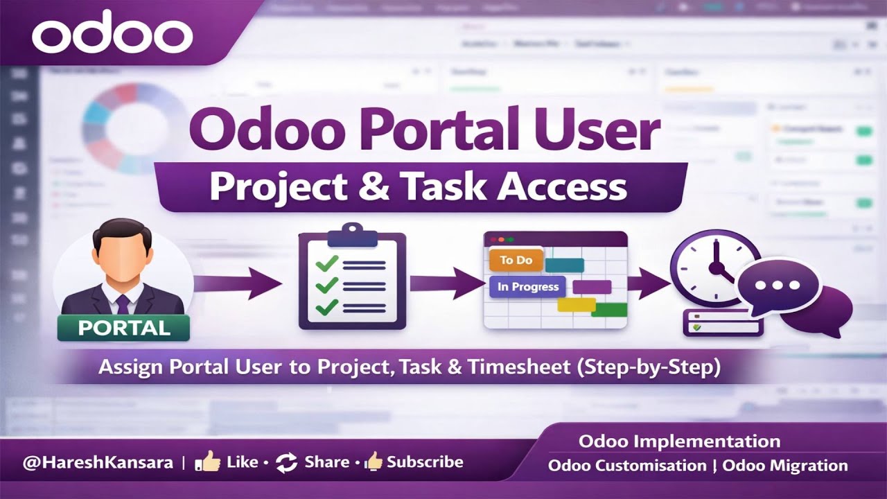 Odoo Portal User Project & Task Access | Assign Portal User to Project, Task, Timesheet Step-by-Step