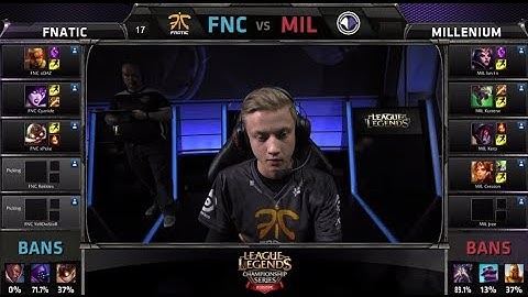 Fnatic vs Millenium | S4 EU LCS Summer 2014 Week 5 Day 2 in London | FNC vs MIL W5D2 G3 SSE Wembley
