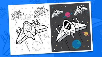 How I Create Coloring Book Asset Use Adobe Illustrator CC 2019 to Sell on Shutterstock | Spaceship