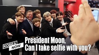 BTS ask President Moon, "Can I take a selfie with you?"