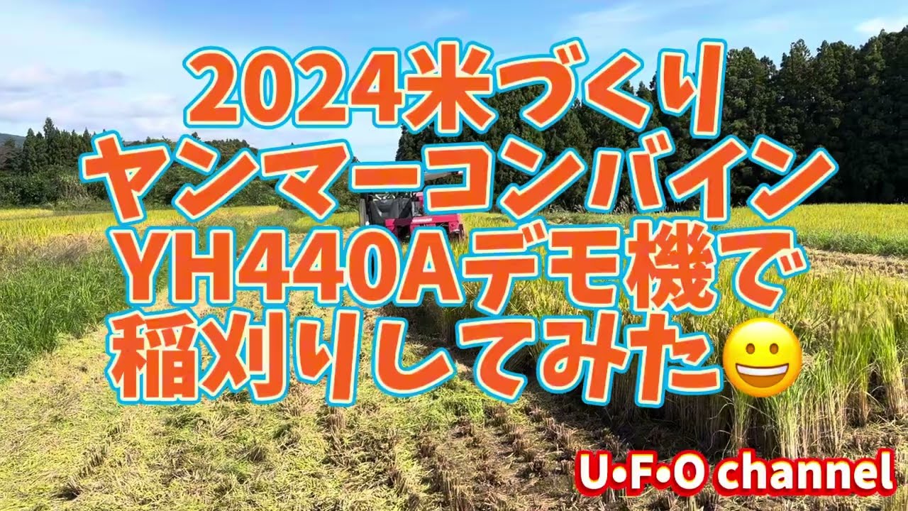 2024米づくり】 ヤンマーコンバインYH440Aデモ機で稲刈りしてみた‬ 