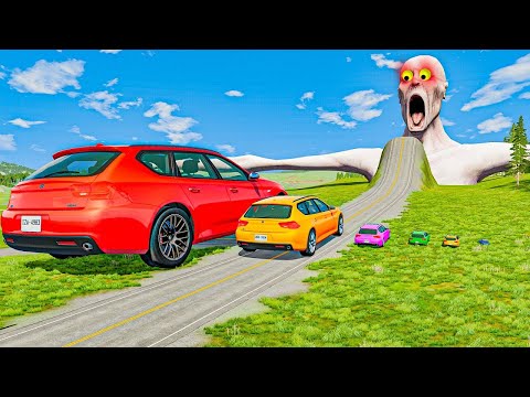 Big & Small Cars Escape From The Shy Guy (SCP-096) | Car VS Giant Bulge | Car Ride Chase BeamNG