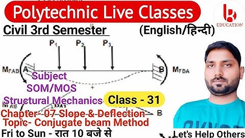 Structural Mechanics/SOM | Chapter 7 Slope & Deflection |Class 31 |Civil 3rd Semester by Brijesh Sir