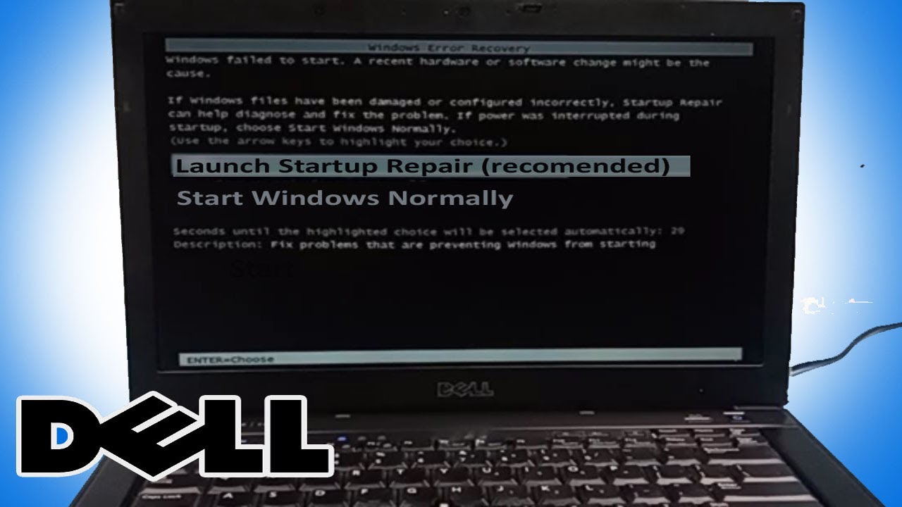 Dell laptops, Launch Startup Repair, Windows Failed blue screen Starting Windows 7