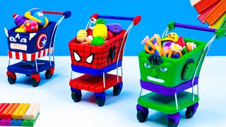 DIY trolley mixed Superheroes Spider man, Hulk, Captain America with clay 🧟 Polymer Clay Tutorial