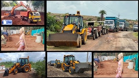 JCB 3dx Xpert Loading Mud in Trolly New Holland 5500 got Fired while Running Eicher 485 Mahindra 275