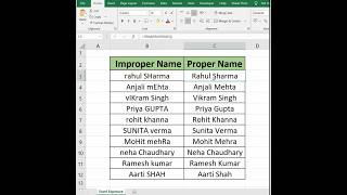 Clean messy text instantly with TRIM + PROPER in Excel. #shorts #trending #viral #youtubeshorts