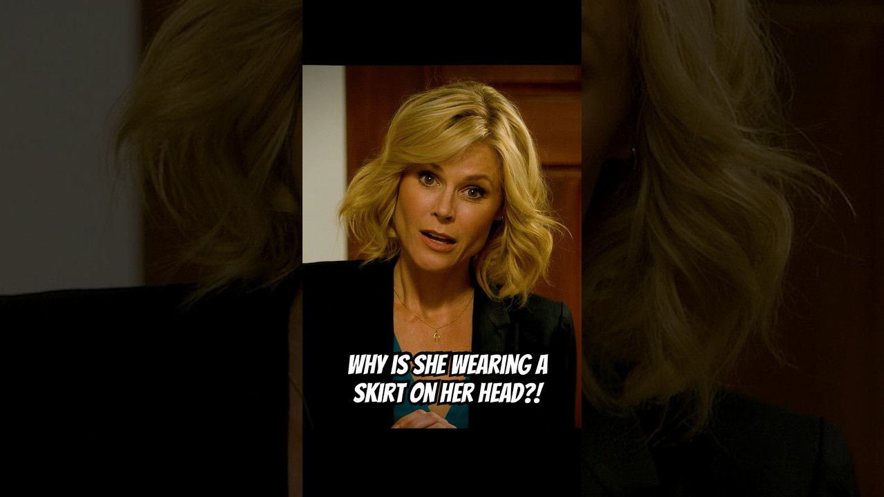 Why is she wearing a skirt on her head?! 