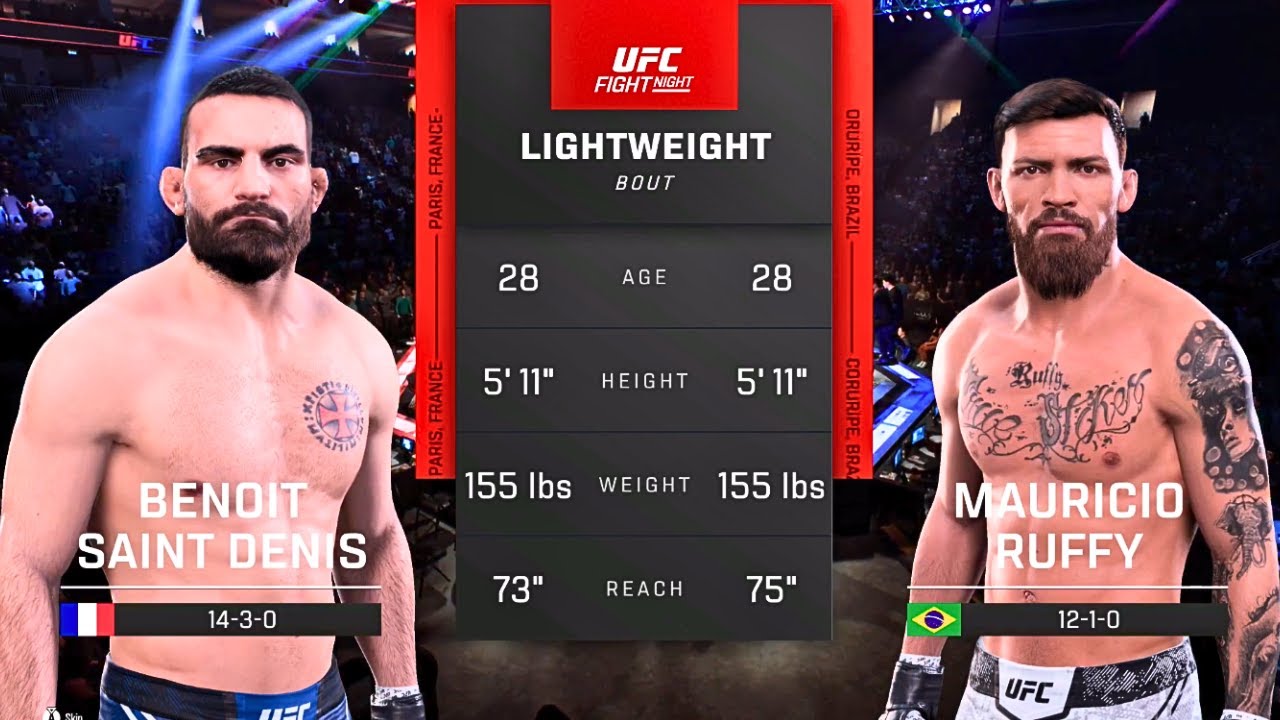 Benoit Saint-Denis vs Mauricio Ruffy FULL FIGHT | UFC 5 AI Simulation ...