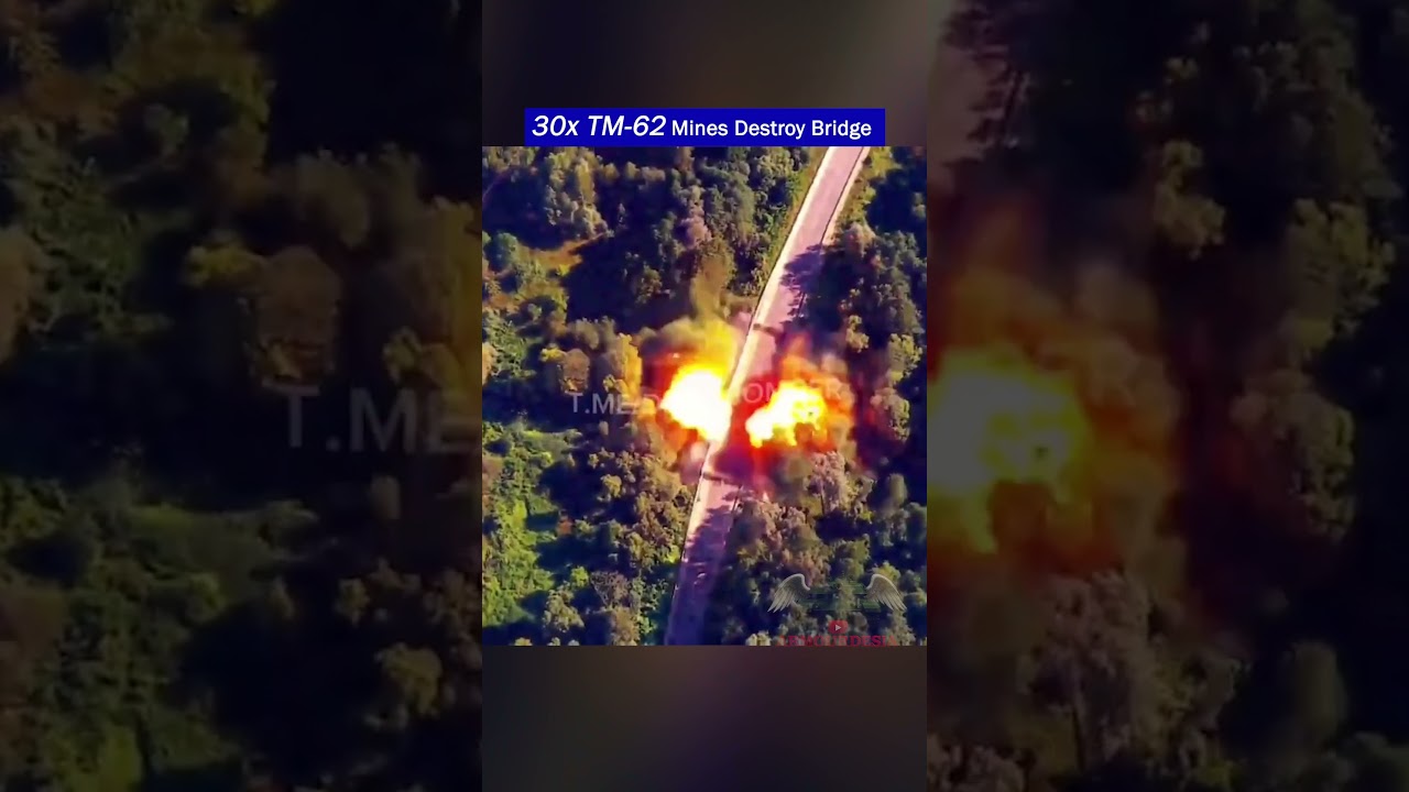 Bridge Destroyed by 30x TM-62 Mines in Bryansk Region!