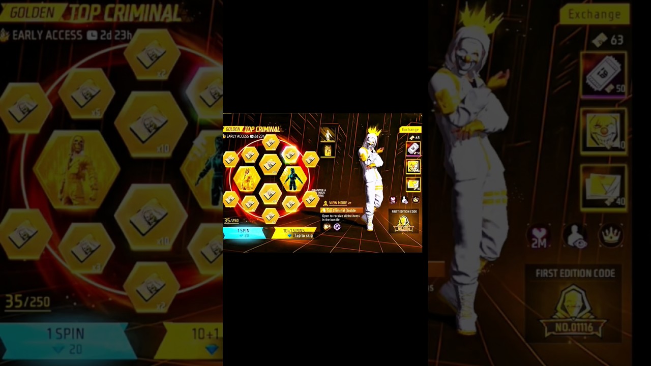 New Top Criminal Ring Spin Free Fire🤯 | Free Fire New Event | Ff New Event Today | Ff New Event 🎁🎉