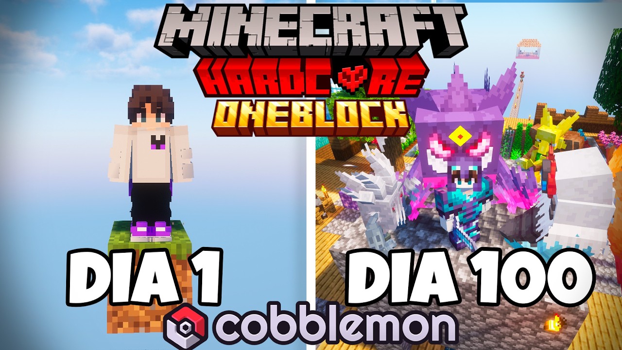 Sobreviviendo 100 DÍAS en un ONEBLOCK con POKÉMON en Minecraft (COBBLEMON)! Esto fue lo que pasó…
