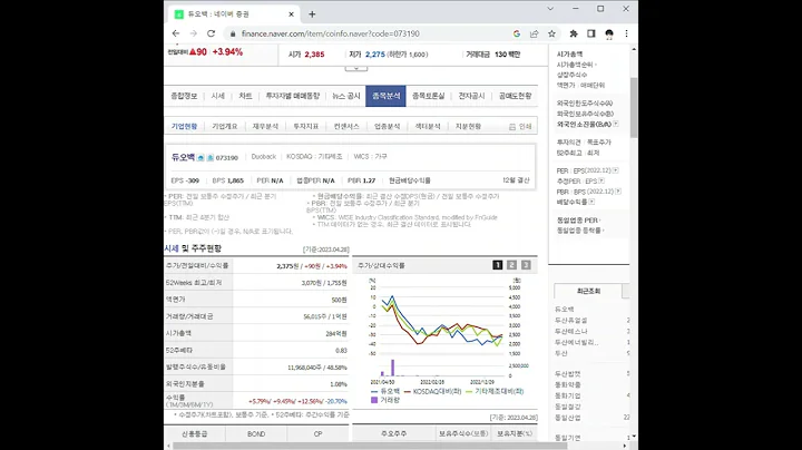 073190듀오백 주가 전망 및 차트 분석