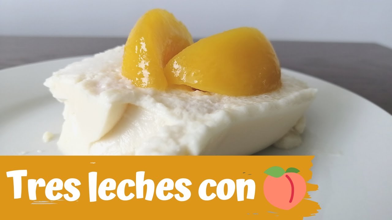 cómo hacer TORTA de gelatina 3 LECHES con durazno 🍑 Fácil y económico
