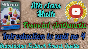 Introduction to unit 4 Financial Arithmetic (Compound proportion) 8th class math Balochistan board