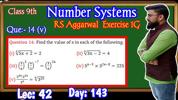Rs Aggarwal Class 9 Exercise 1G Question 14 (v) | Find the value of x in each of the following