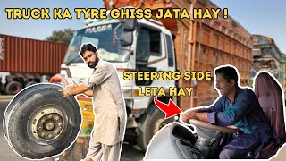 Truck ka tyre ghiss jata hay aur side leta hay | front axial alignment