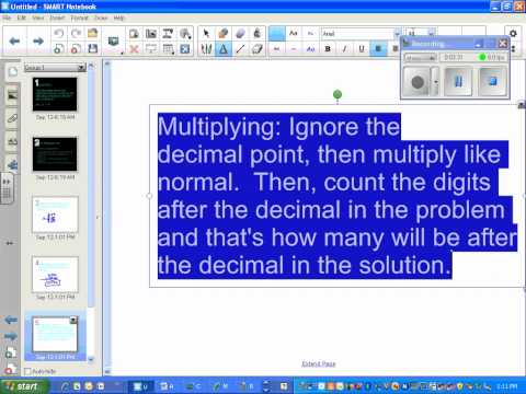 Tutoring Video    Add, Subtract, Multiply and Divide Decimals