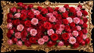 Red & Pink Roses in a Golden Frame 🌹🩷♥️ | 4K Frame TV Art | Romantic TV Wallpaper screenshot 4