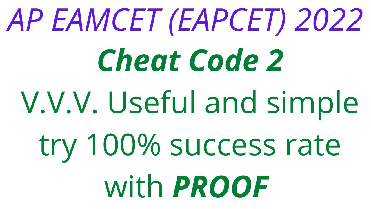 AP EAMCET 2022 Cheat codes EAMCET 2022 cheat codes cheat codes for