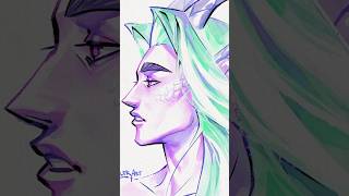 Drawing my friends OC with Digital Watercolor Brushes! #digitalart  #artshorts