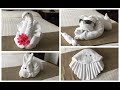 4 Ideas of Towel Folding Origami- a Rabbit, a Dog, a Jellyfish, and a Bird (Pliage de serviette).